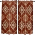 thumbnail image 1 of Window Curtains 84 Inch Length - 2 Panels, Vintage Brown Rod Pocket Curtain Panels, Boho Ethnic Geometric Abstract Art Southwestern Window Treatment for Bedroom/Kitchen, 52W x 84L Inch, 1 of 4