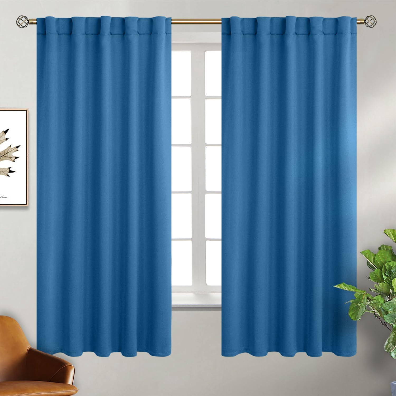 Window Curtains for Bedroom - 63 Inch Rod Pocket and Back Tab Thermal ...