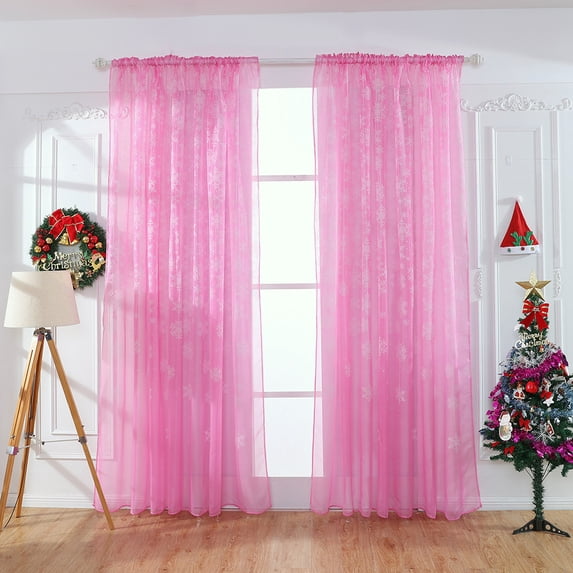 Window Curtains for Bedroom Living Room Long Curtains Linen Curtains with Snowflake Pattern Sheer Curtains Christmas Curtains & Drapes (2 Panels, 39.37 Inches Wide by 106.3 Inches Long)