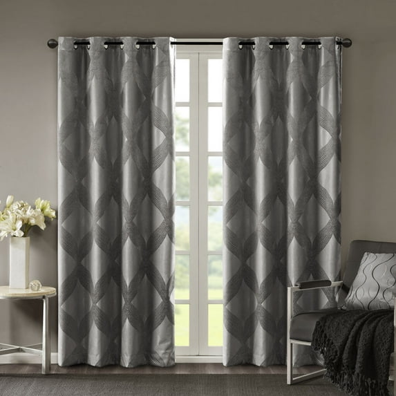 Window Curtains Ogee Knitted Jacquard Total Blackout Curtain Panel(Only 1 Pc Panel),Blackout Curtains
