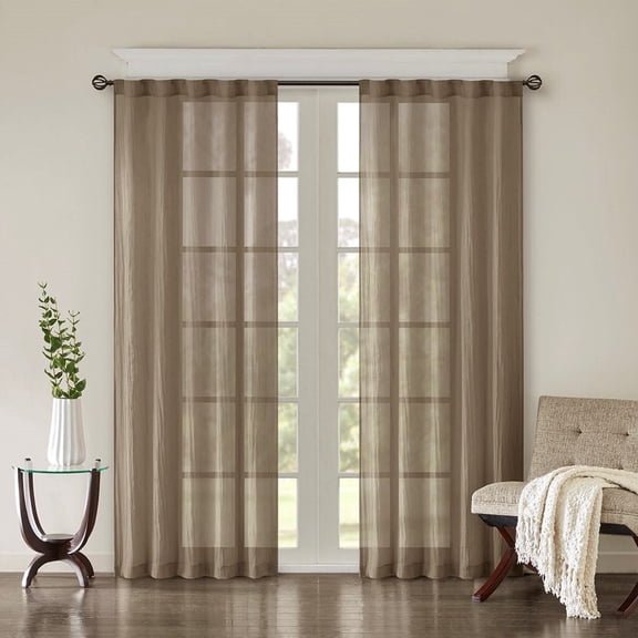Window Curtains, Solid Crushed Curtain Panel Pair(2 Pcs Window Panels), Taupe Blackout Curtains,Polyester Curtain Rod, Household Supplies & Décor Curtains