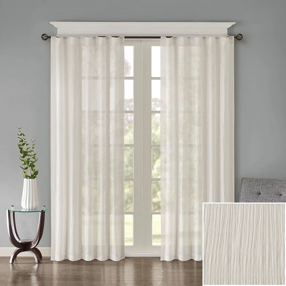 Window Curtains, Solid Crushed Curtain Panel Pair(2 Pcs Window Panels), White Blackout Curtains,Polyester Curtain Rod, Household Supplies & Décor Curtains