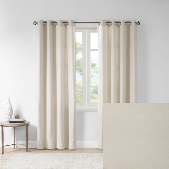 Window Curtains, Solid Piece Dyed Grommet Top Curtain Panel(Only 1 Pc Panel), Natural Blackout Curtains,Polyester Curtain Rod, Household Supplies & Décor Curtains