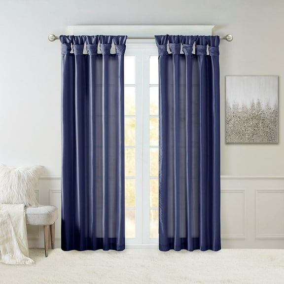 Window Curtains Twist Tab Lined Window Curtain Panel Navy 50x108",Blackout Curtains