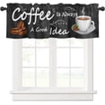 thumbnail image 1 of Window Curtains Valance Rod Pocket Curtain Drapery for Living Room Kitchen Bathroom, Coffee Theme, Soft&Washable Small Window Treatment Valances, Farmhouse Style, 1 Panel, 54x18inch…, 1 of 5
