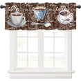 thumbnail image 1 of Window Curtains Valance Rod Pocket Curtain Drapery for Living Room Kitchen Bathroom Four Kinds of Coffee Soft&Washable Small Window Treatment Valances Tiers Farmhouse Nostalgia Retro 1 Panel\u2026, 1 of 5
