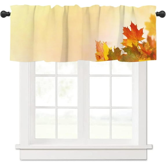 Window Curtains Valances Autumn Maple Leaves Kitchen Short Curtains with Rod Pocket Valance Drapes Farmhouse Window Treatment for Living Room Bathroom Decor 54" X 18"