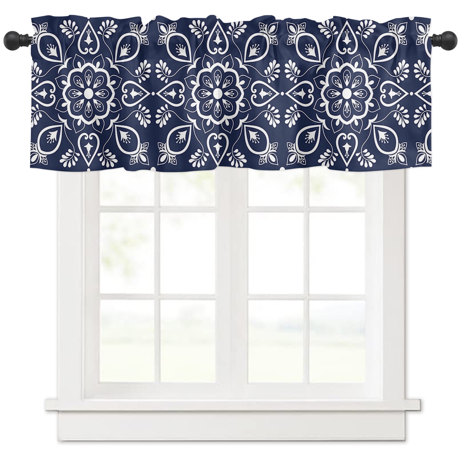 Window Curtains Valances SemiSheer Kitchen Valance Art Retro Flower