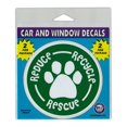 thumbnail image 1 of Window Decals, 2-Pack, Reduce, Recycle, Rescue Dog/Cat Paw, 4" Diameter Vinyl Stickers, 1 of 6