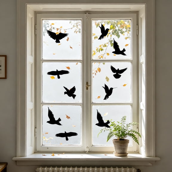 Window Decals for Bird Strike Prevention Screen Door Stickers Anti Collision Bird Silhouettes Glass Decor for Patio Sliding Doors Windows Terrace Visibility Safety Decals