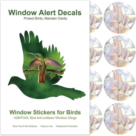 Window Decals to Prevent Bird Strikes, 24 pcs Circle Rainbow Window Clings Anti Collision Window Sticker for Glass Door