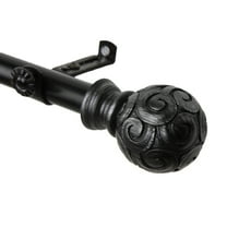 Window Decorative Bonbon Curtain Rod Black 28-48"