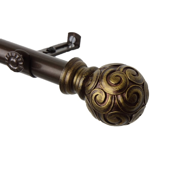 Window Decorative Bonbon Curtain Rod Cocoa 28-48"