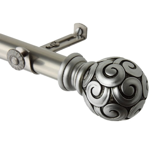 Window Decorative Bonbon Curtain Rod Satin Nickel 120-170"