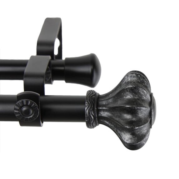 Window Decorative Flair Double Curtain Rod Black 48-84"