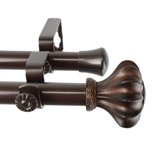 Window Decorative Flair Double Curtain Rod Cocoa 28-48"