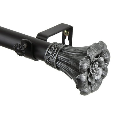 Window Decorative Hardware Blossom Curtain Rod 28" - 48" Black