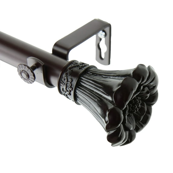 Window Decorative Hardware Blossom Curtain Rod 28" - 48" Mahogany
