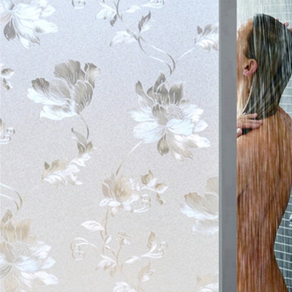 Window Decus, 45x200cm White Electrostatic Frosted Glass Film for Bathroom Insulation Donative