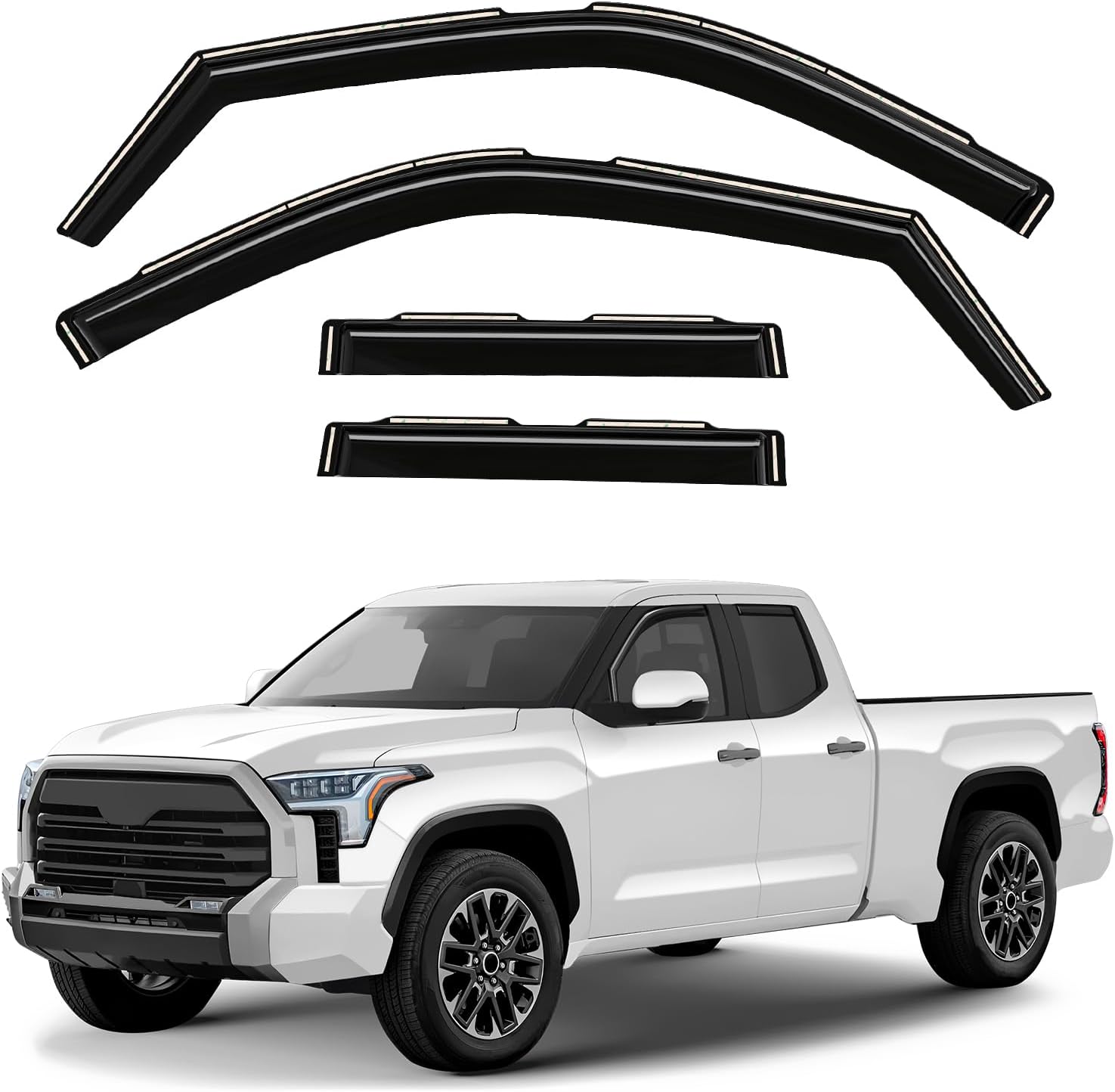 Smoke-Tinted Window Deflectors For Silverado 2007-2013 - Tape-On Rain Guards & Vent Visors