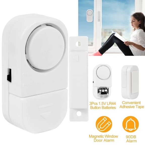Moclever Wireless Window Door Magnet Alarms Magnetic Sensor Security Burglar Alarm for Home Business Garage, White