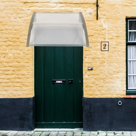 Window Door Awning Canopy 40" x 40" Polycarbonate Cover Outdoor Window Awning Exterior Front Door Overhang Patio Awning for Sun Shutter, UV, Rain, Snow Protection, Hollow Sheet Silver Gray