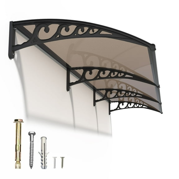 GUANSU 60x60-160'' Polycarbonate Awning - UPF 50+, UV/Rain Protection for Door/Window/Patio
