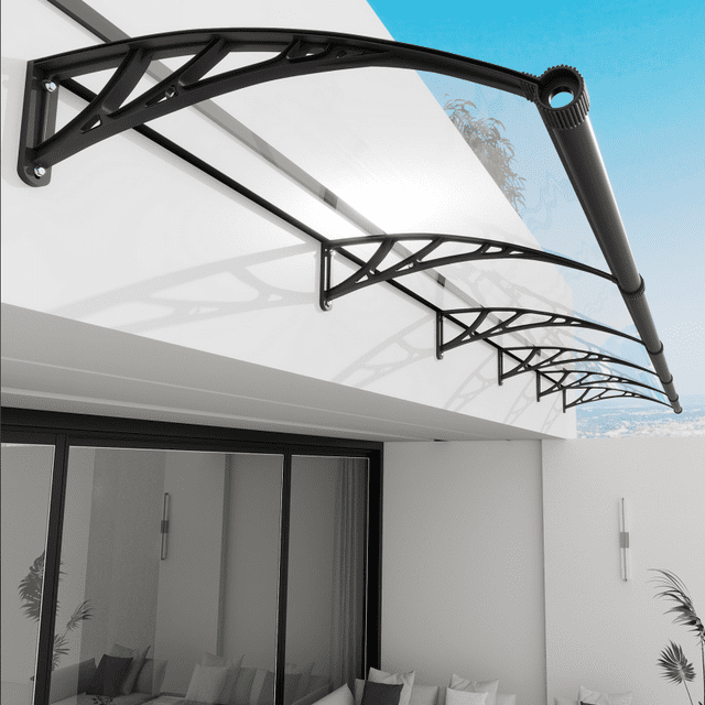 Window Door Awning Canopy with Large Sink, Polycarbonate Window Awnings Canopy UV Rain Cover Front Door Eaves Canopy Awnings For Patio Waterproof Window Awning