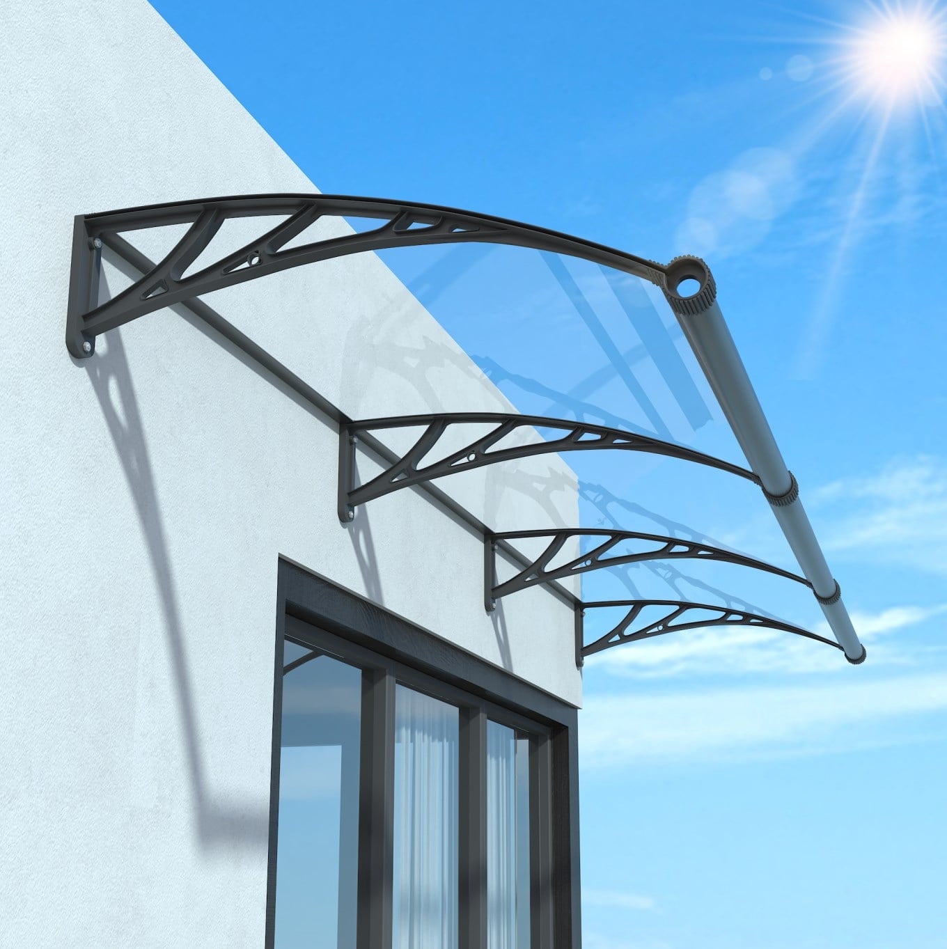 Window Enterances Guansu 40×80 Inch Oversize Patio Window Awning, Built-In Water Drainage ...
