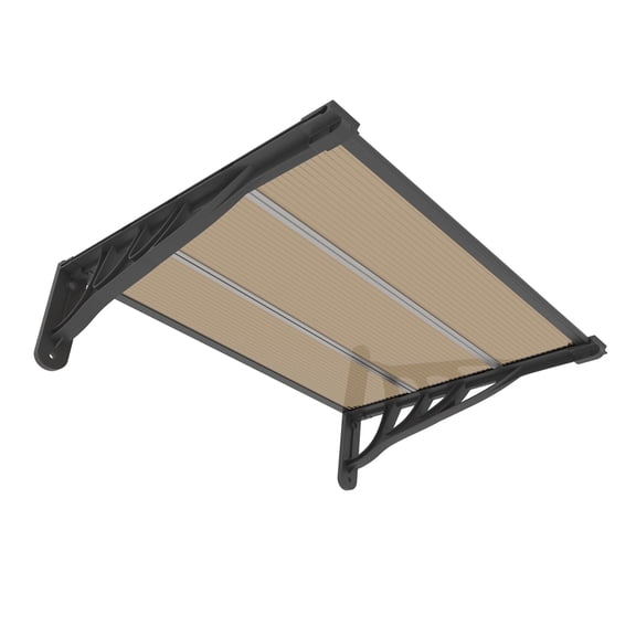 Window & Door Polycarbonate Awning Canopy, DIY Outdoor Patio UV Rain Shield with Hollow PC Sheet, Heavy Duty ABS Bracket & Double Aluminum Alloy Connectors, Multi Sizes 40-120 Inches