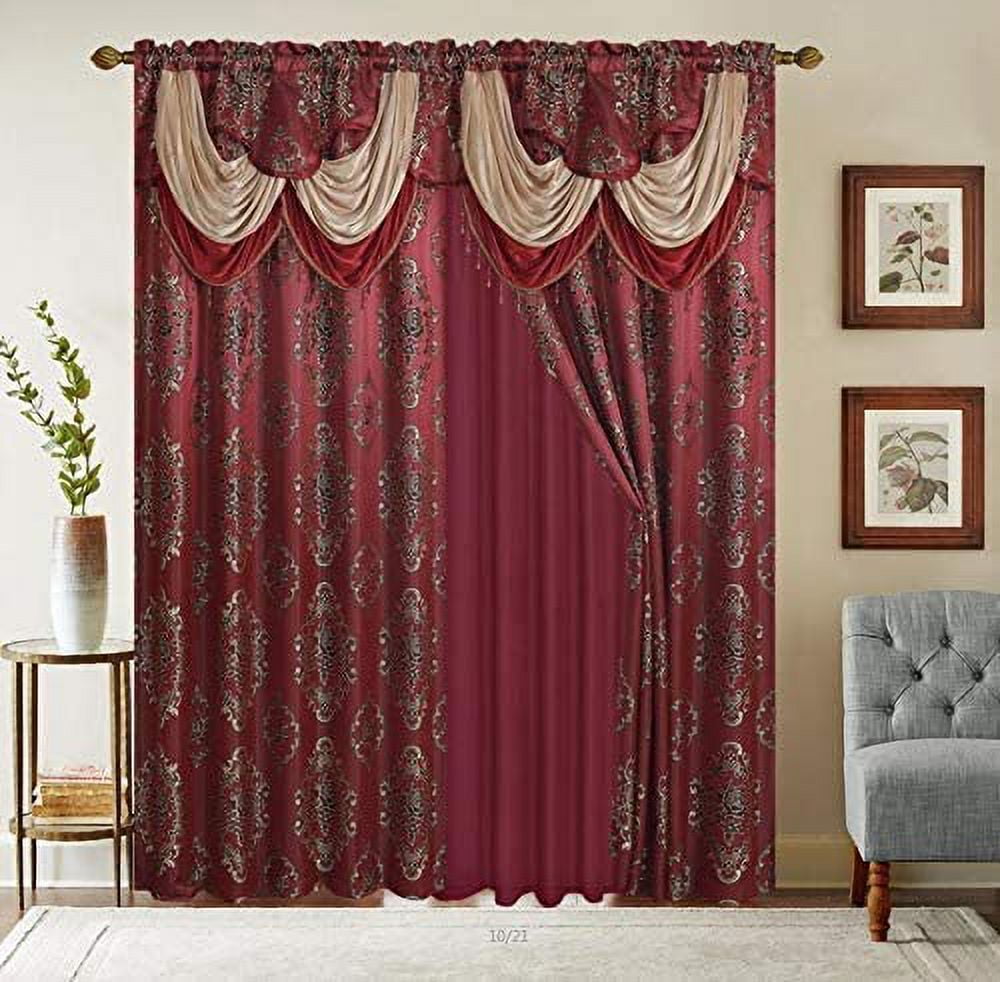 Window Drape Set with Valance and Sheer Back (Complete Set 2 Separate ...