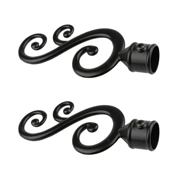 Window Drapery Curtain Rods Poles Iron Ends Caps Finials Copper 2pcs- Durable , 1# Black