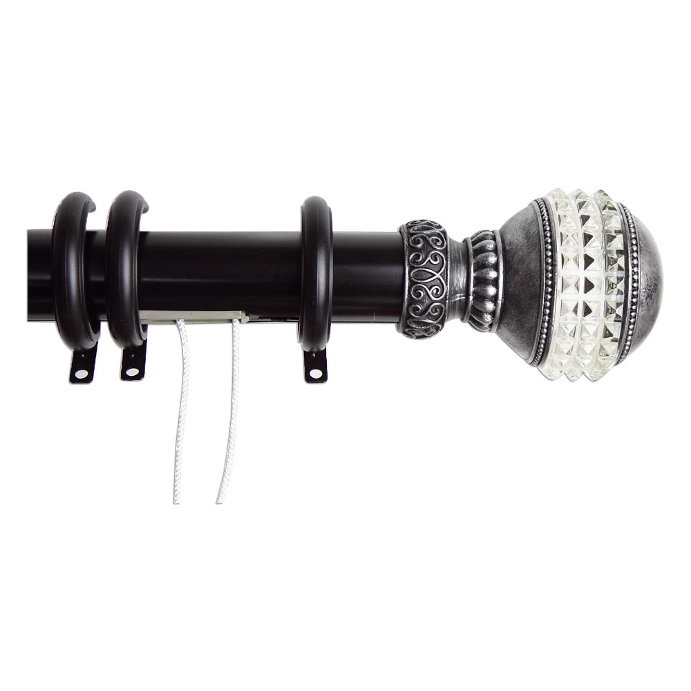 Window Drapery Hardware Gemstone Decorative Traverse Rod with Rings 30