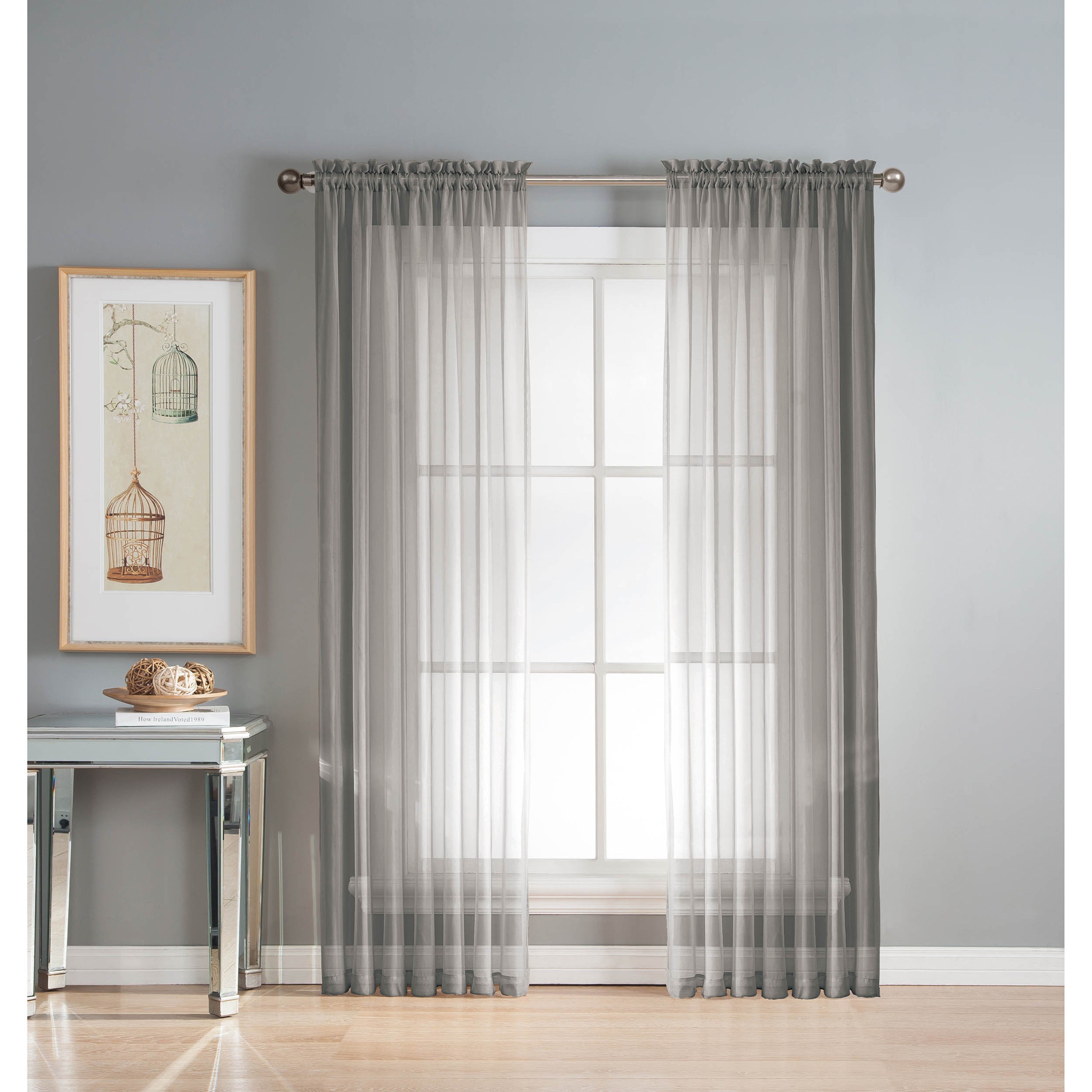 Window Elements Traditional, Contemporary, Farmhouse, Modern 1 Piece Sheer, Light Filtering Curtain Set