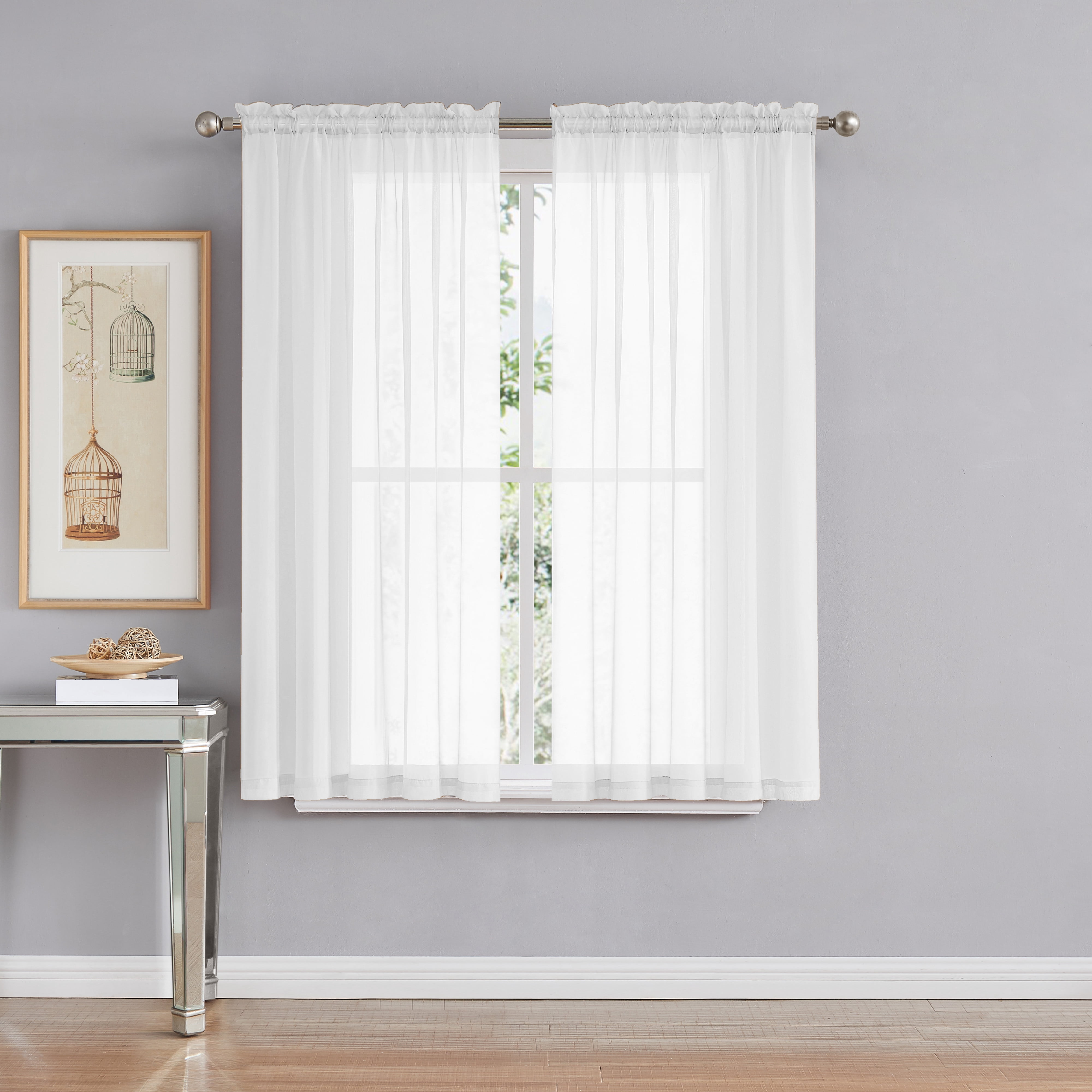 Window Elements Traditional, Contemporary, Farmhouse, Modern 1 Piece Sheer, Light Filtering Curtain Set
