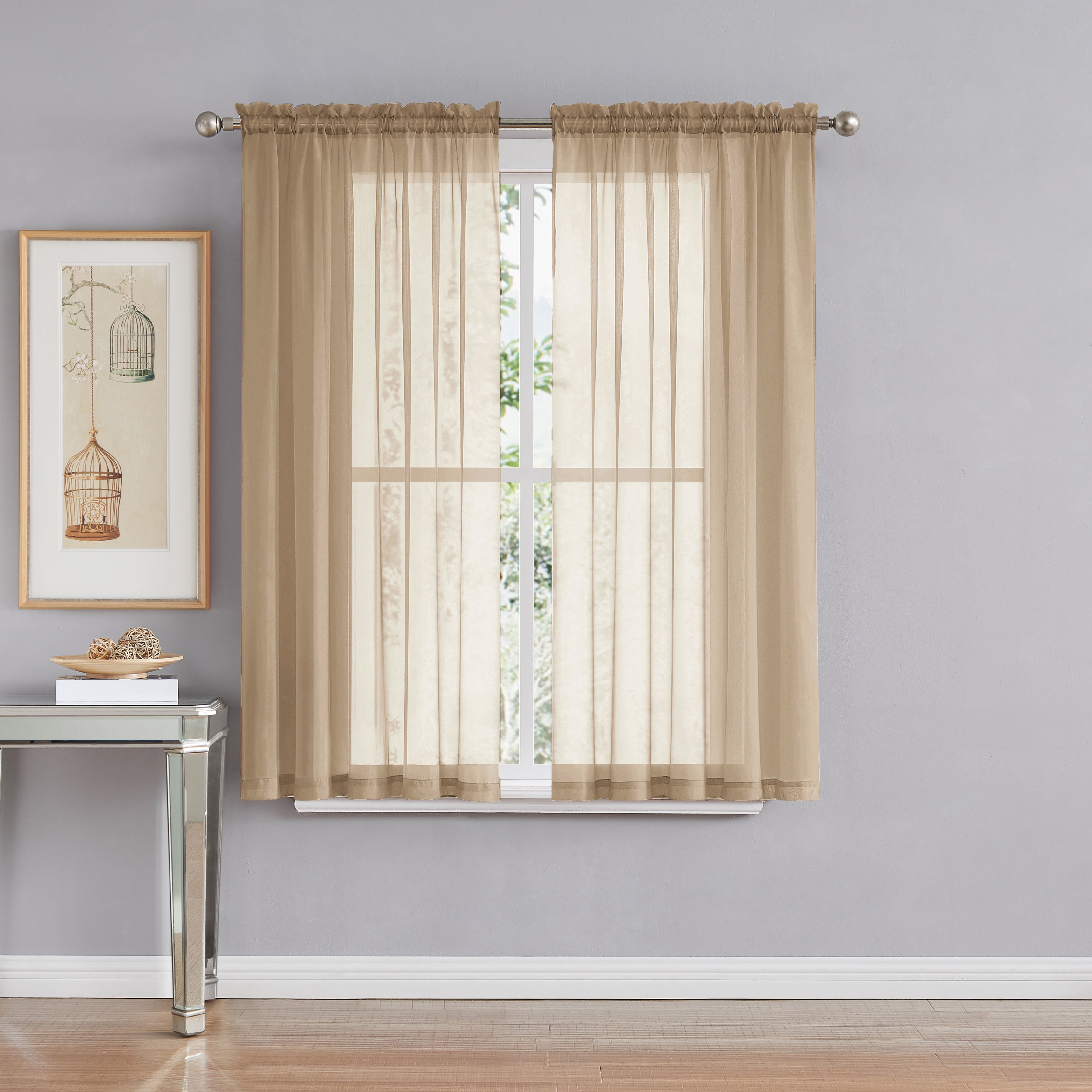 Window Elements Traditional, Contemporary, Farmhouse, Modern 2 Piece Sheer Curtain Set