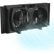 Window Fan with Reversible Airflow Control, 9 inch, Auto-Locking Expanders, 2 Speed Fan, Dual Fan, Exhaust, Airflow 9.84 ft/sec, Ideal for Home, Kitchen, Bedroom & Office, CZ319WT