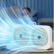Window Fan for Bedroom, 15.7 inch 2 Speed Individual 180 Degree Rotating Fan Heads, Auto-Locking Expanders, Window Exhaust Fan, Removeable Bug Screen