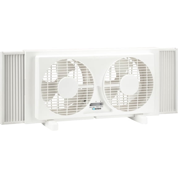 Torando 9 Inch Dual Window Fan with 2-Speed Adjustable, 22-33 Inch Expandable, Manual Air Intake & Exhaust Control, 60W Power, Ideal for Home, Office, Bedroom, Kitchen, White Window Fan