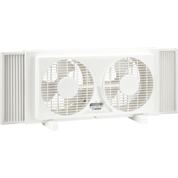 Torando 9 Inch Dual Window Fan with 2-Speed Adjustable, 22-33 Inch Expandable, Manual Air Intake & Exhaust Control, 60W Power, Ideal for Home, Office, Bedroom, Kitchen, White Window Fan