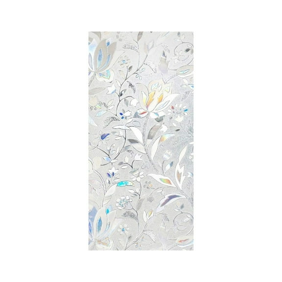 Window Film, Decorative Window Privacy Film, 3D Stained Glass Window Sticker,Anti-UV Sun Blocker Heat Control for Home,Rainbow Tulip Design,Frosted Static Clings,39.4 x 17.7 inches.