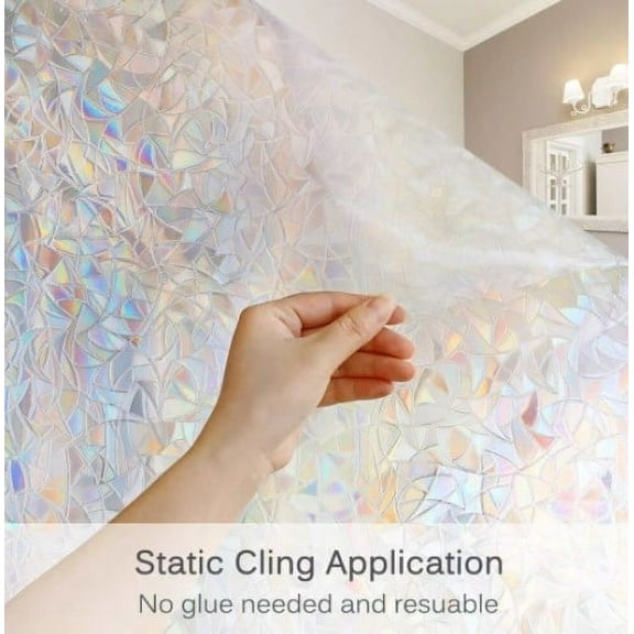 Window Film Frosted Glass Sticker, Electrostatic Adhesive-Free Privacy Window Film for Bathroom Toilet Sliding Door Office, UV Blocking Heat Control Anti-Glare Decorative Glass Covering Film