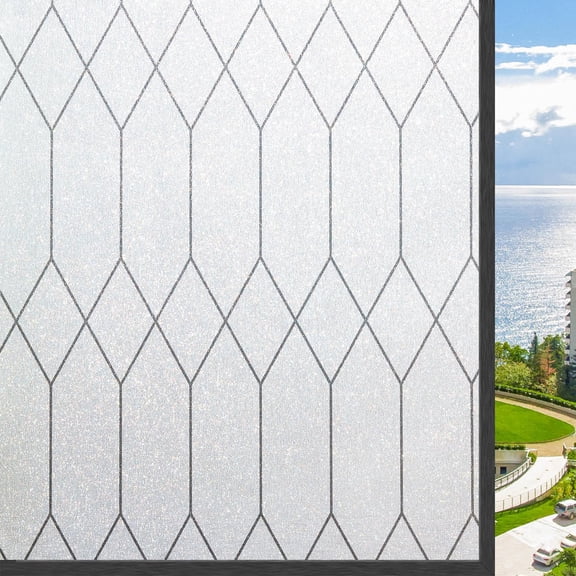 Window Film Moroccan Lattice 23.6In by 78.7In Home Office Decor
