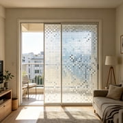 Window Film Non Adhesive Static Cling Glass Privacy Covering for Heat Control, Solar UV Blocking Decorative Film for Home Office Bathroom Door Window, PVC White 30x10 Inch