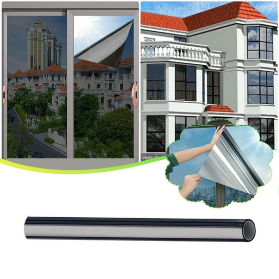 Window Film One Way Sun Blocking, Reflective Window Film, 50cm x 200cm Static Cling Window Tint, UV Protection Window Film for Home, No Glue Suitable for Sun Protection and Privacy