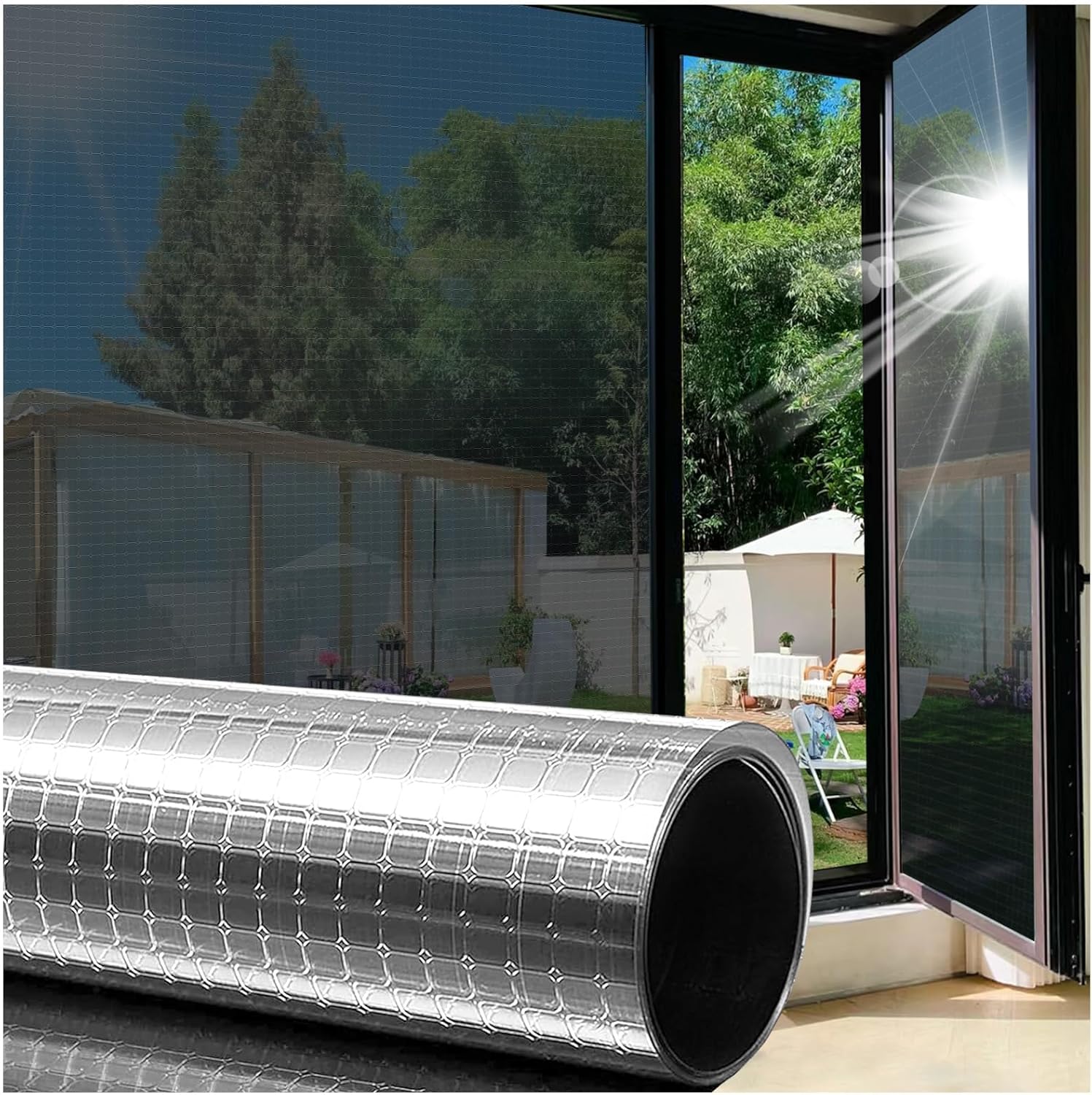 Window Film Privacy One Way Window Tint for Home Reflective See Out not in Light Heat Blocking