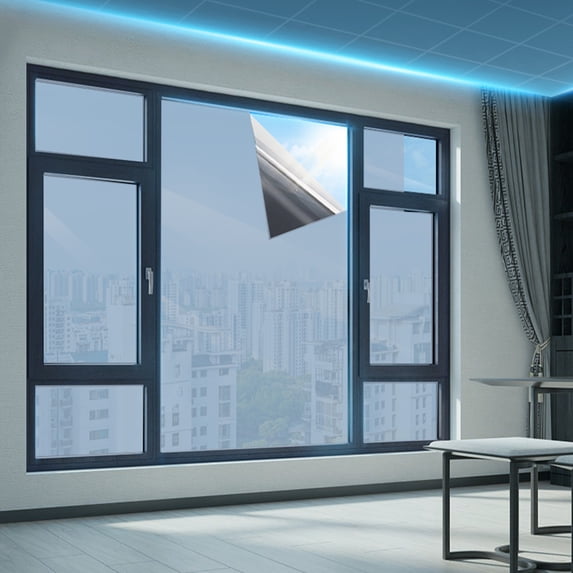 Window Film, Reflective Heat Control Window Tint, Self-Adhesive Daytime Privacy Window Film for Home Office Insulation Energy Saving
