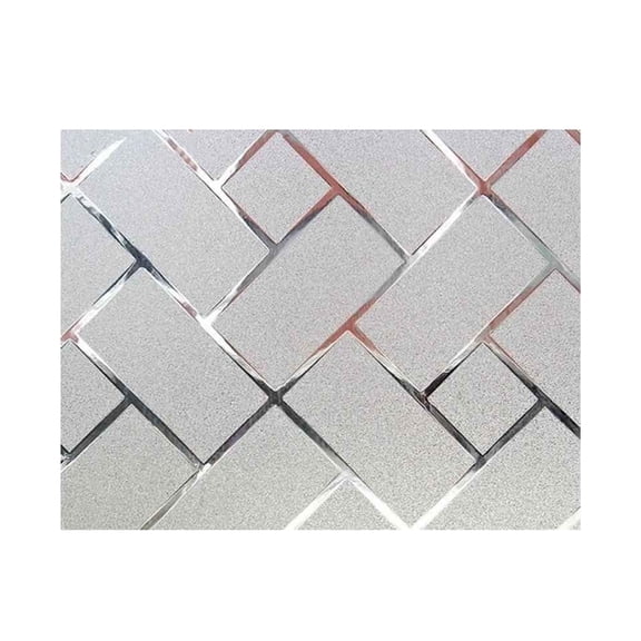 Window Film, Static Cling No Adhesive Diagonal Grid Frosted Glass Sticker, 17.7 inch Width by 3.3 ft Length 1 Pack, for Home Office Bathroom Window Privacy Decor Anti UV Sun Blocking