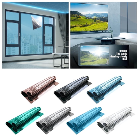 Window Film for Summer - Way Reflective Sun Blocking Tint with Daytime Heat Control Removable See-Out 20x394in Privacy Window Film for Home Easy Install, 100x50 cm, Brown