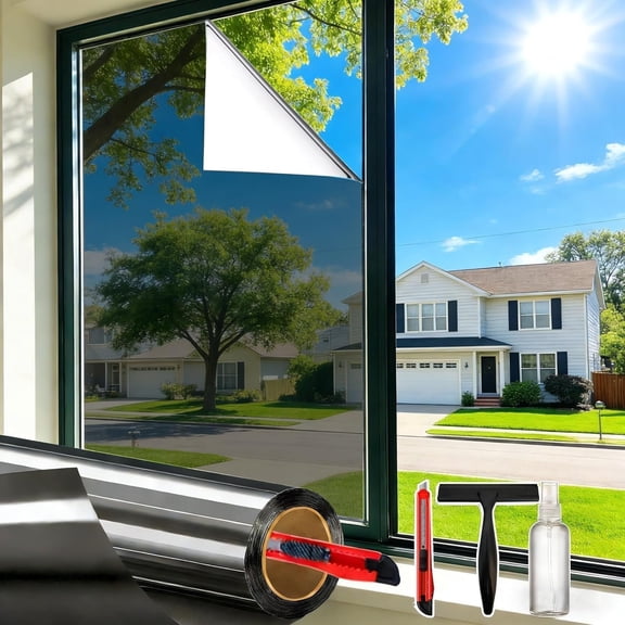 Window Film Way Daytime Static Cling Sun Blocking Anti UV Reflective Window Tint for and Office, Tinted Black, 35.4 inch * 59.05 inch